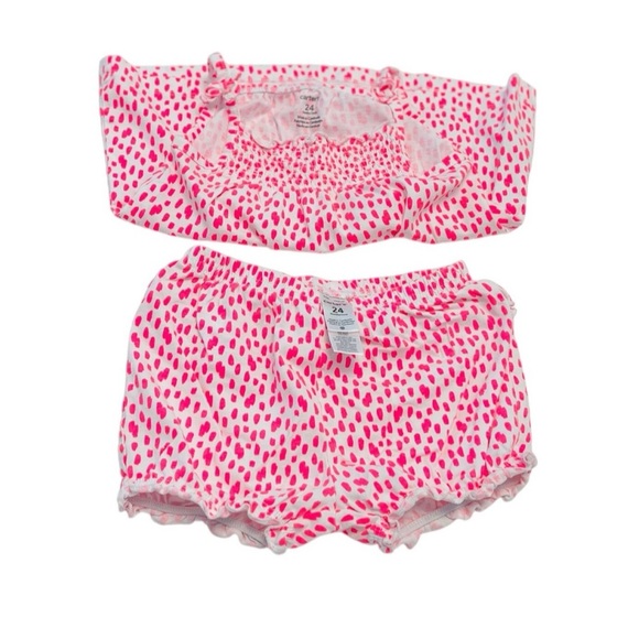 Carter's Pink & White Kids Set with Cat Design | Baby Girl 24 Months - Picture 3 of 5